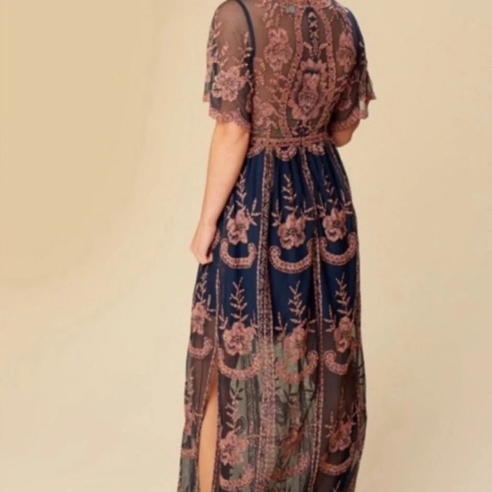 Altar'd State Catania Lace Mesh Embroidered Bohemian Maxi Dress Women's size S - Picture 8 of 12